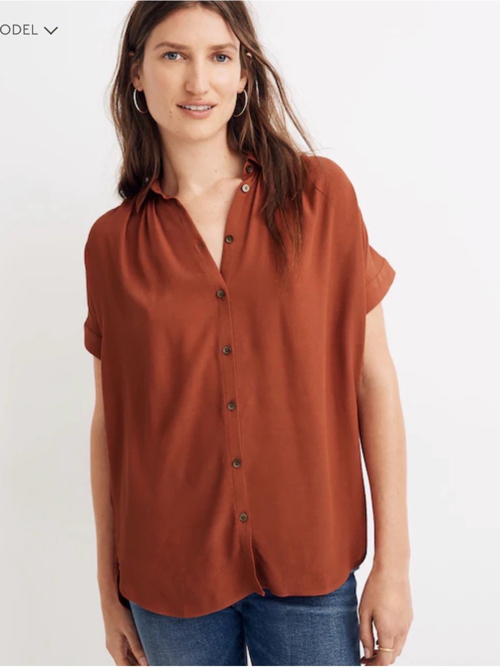 Madewell Central Drapey Shirt in Weathered Brick